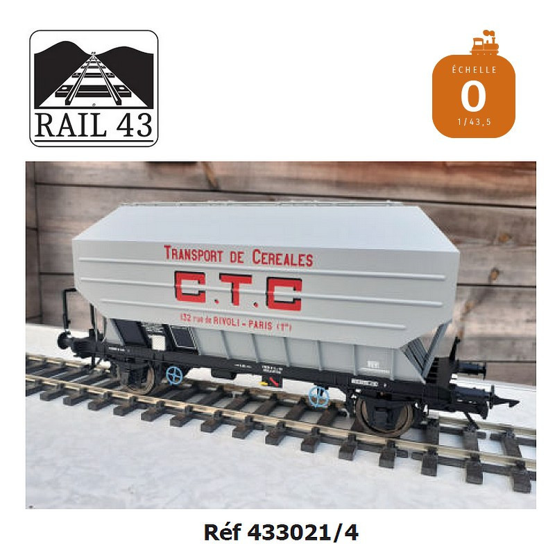 Wagon céréalier B. Richard CTC gris moyen boite d'essieux OCEM SNCF Ep IV O Rail 43 433021/4 - Maketis