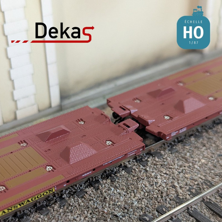 Wagon plat couplé type Laads 800B spécial transport de véhicules TWA EP VI HO Dekas DK-873106 - Maketis Wagon plat couplé type Laads 800B spécial transport de véhicules TWA EP VI HO Dekas DK-873106 - Maketis