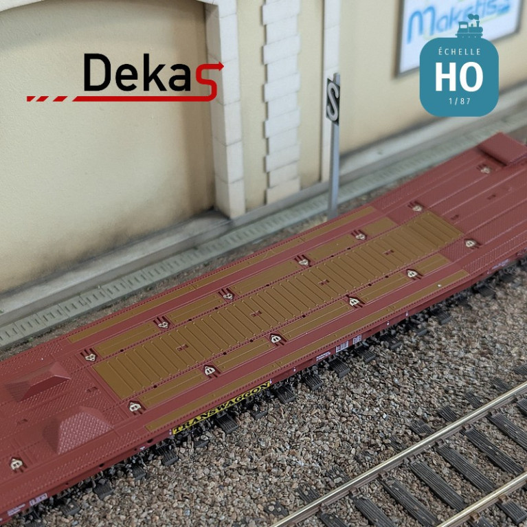 Wagon plat couplé type Laads 800B spécial transport de véhicules TWA EP VI HO Dekas DK-873106 - Maketis Wagon plat couplé type Laads 800B spécial transport de véhicules TWA EP VI HO Dekas DK-873106 - Maketis