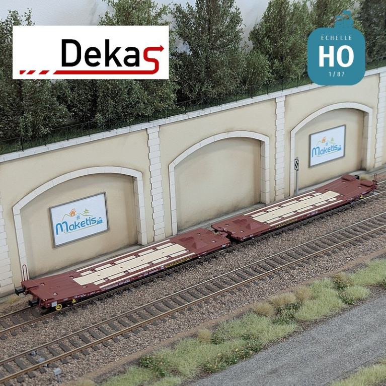 Wagon plat couplé type Laads 800B spécial transport de véhicules DB EP V HO Dekas DK-873105 - Maketis