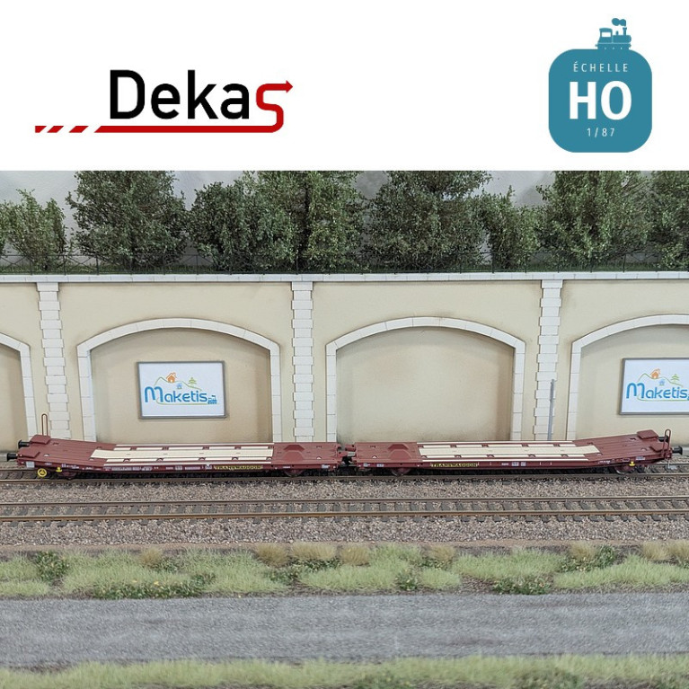Wagon plat couplé type Laads 800B spécial transport de véhicules DB EP V HO Dekas DK-873105 - Maketis