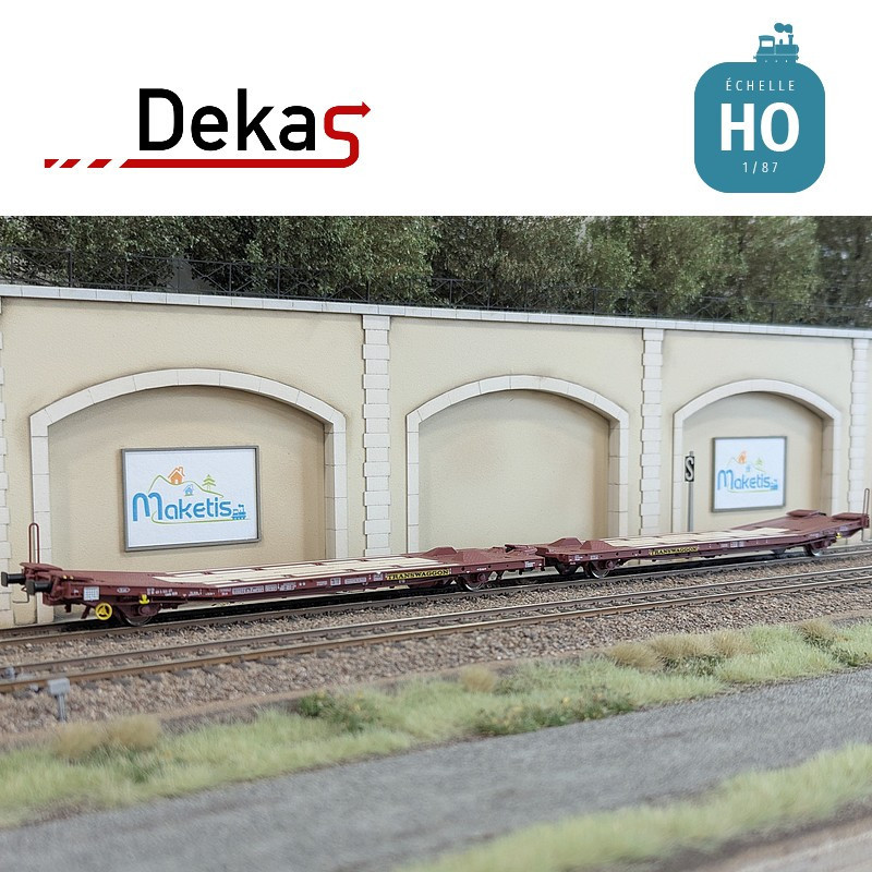 Wagon plat couplé type Laads 800B spécial transport de véhicules DB EP V HO Dekas DK-873105 - Maketis