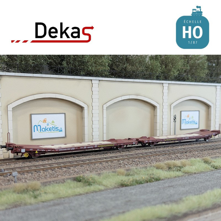Wagon plat couplé type Laads 800B spécial transport de véhicules DB EP V HO Dekas DK-873105 - Maketis