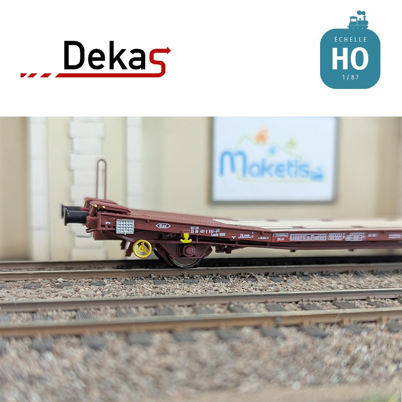 Wagon plat couplé type Laads 800B spécial transport de véhicules DB EP V HO Dekas DK-873105 - Maketis
