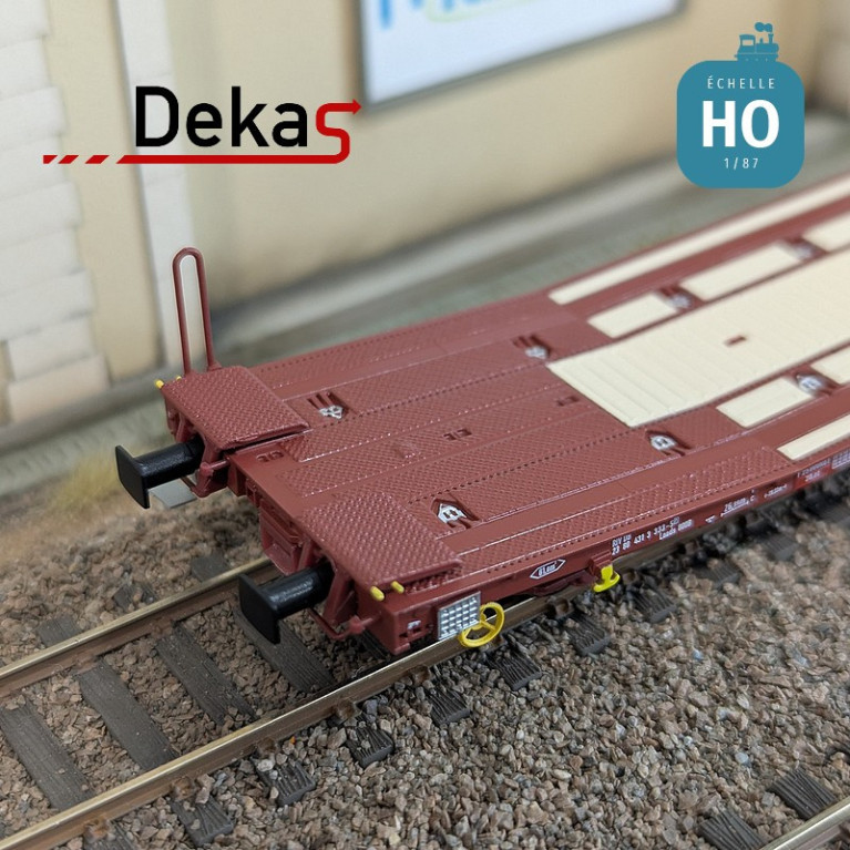 Wagon plat couplé type Laads 800B spécial transport de véhicules DB EP V HO Dekas DK-873105 - Maketis