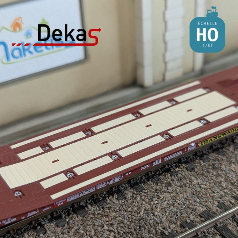 Wagon plat couplé type Laads 800B spécial transport de véhicules DB EP V HO Dekas DK-873105 - Maketis