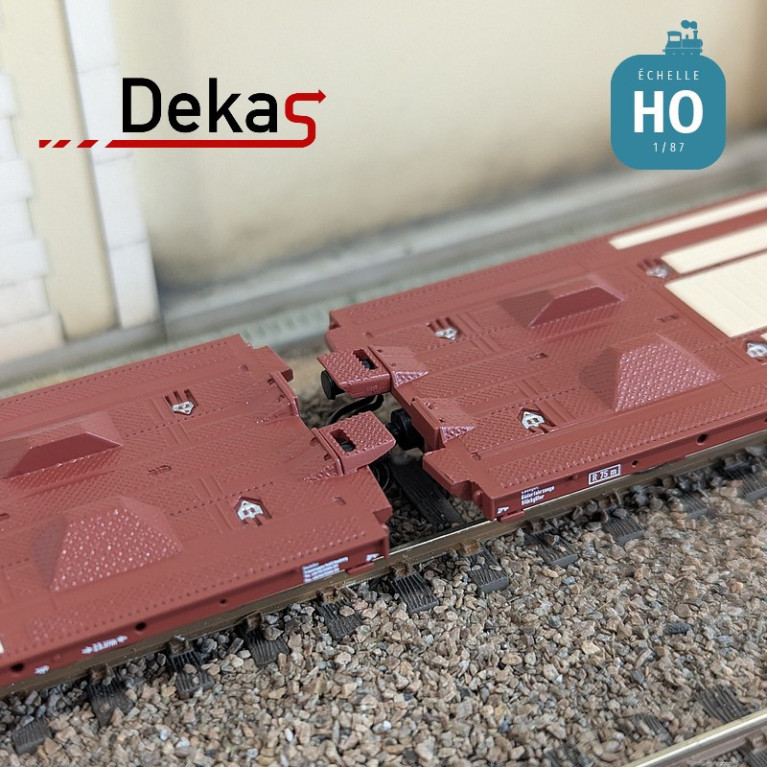 Wagon plat couplé type Laads 800B spécial transport de véhicules DB EP V HO Dekas DK-873105 - Maketis