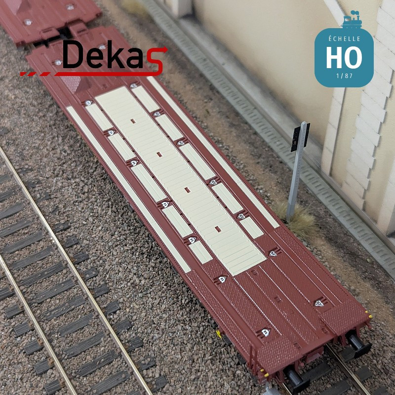 Wagon plat couplé type Laads 800B spécial transport de véhicules DB EP V HO Dekas DK-873105 - Maketis
