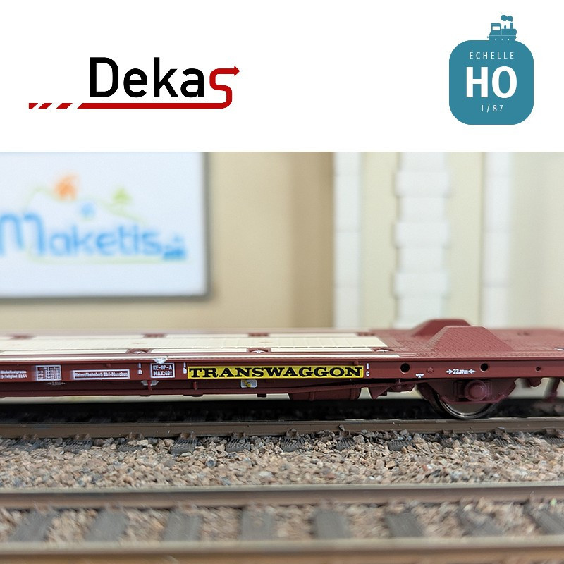 Wagon plat couplé type Laads 800B spécial transport de véhicules DB EP V HO Dekas DK-873105 - Maketis