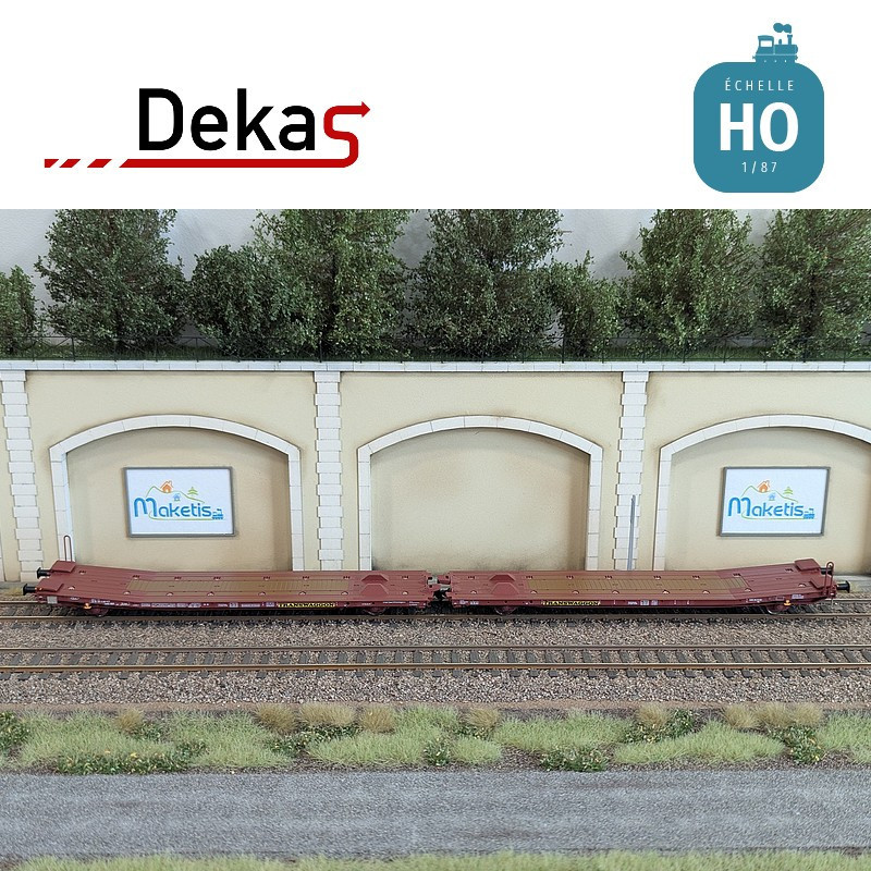 Wagon plat couplé type Laads 800B spécial transport de véhicules TWA EP VI HO Dekas DK-873103 - Maketis