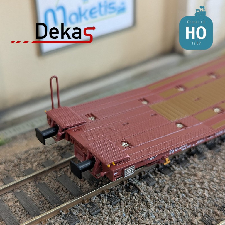 Wagon plat couplé type Laads 800B spécial transport de véhicules TWA EP VI HO Dekas DK-873103 - Maketis Wagon plat couplé type Laads 800B spécial transport de véhicules TWA EP VI HO Dekas DK-873103 - Maketis