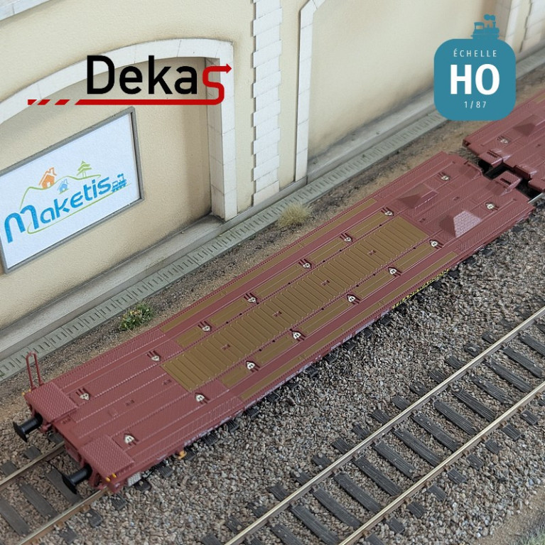 Wagon plat couplé type Laads 800B spécial transport de véhicules TWA EP VI HO Dekas DK-873103 - Maketis Wagon plat couplé type Laads 800B spécial transport de véhicules TWA EP VI HO Dekas DK-873103 - Maketis