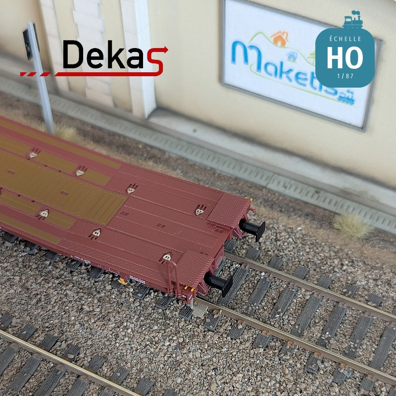 Wagon plat couplé type Laads 800B spécial transport de véhicules TWA EP VI HO Dekas DK-873103 - Maketis