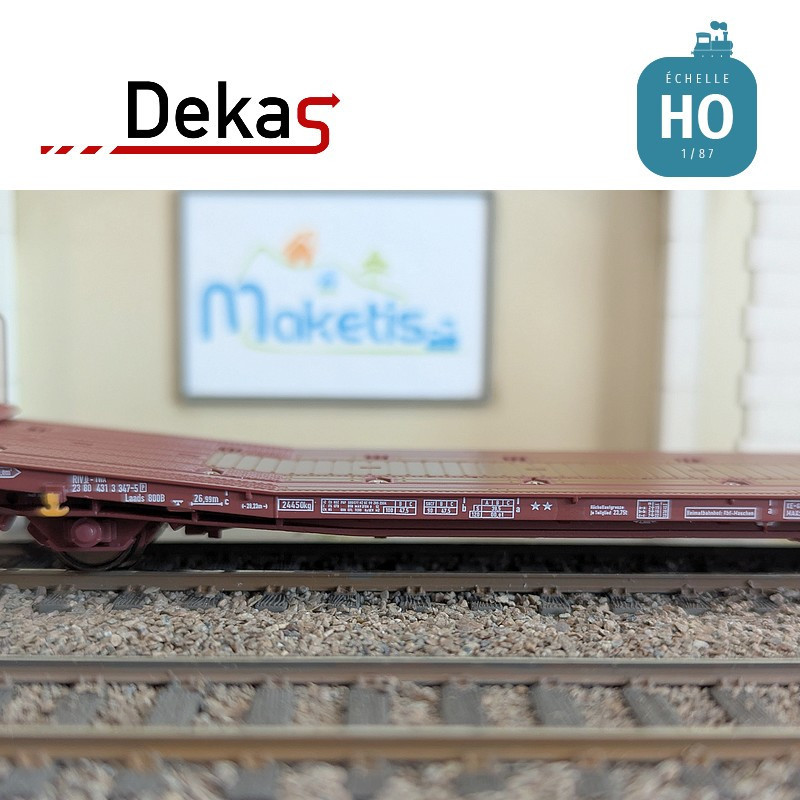 Wagon plat couplé type Laads 800B spécial transport de véhicules TWA EP VI HO Dekas DK-873103 - Maketis
