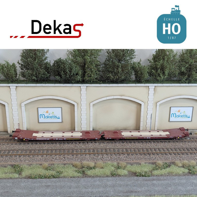 Wagon plat couplé type Laads 800B spécial transport de véhicules DB EP V HO Dekas DK-873102 - Maketis