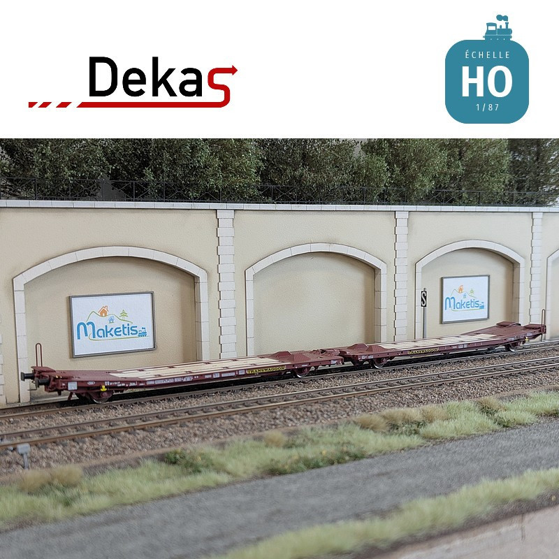 Wagon plat couplé type Laads 800B spécial transport de véhicules DB EP V HO Dekas DK-873102 - Maketis