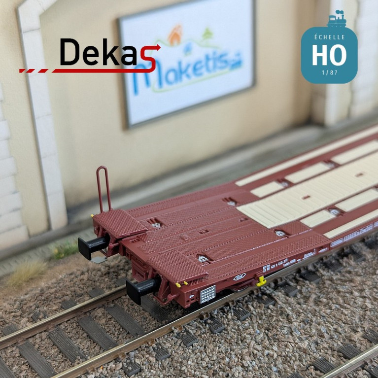 Wagon plat couplé type Laads 800B spécial transport de véhicules DB EP V HO Dekas DK-873102 - Maketis