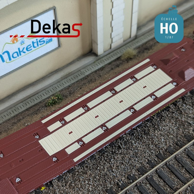 Wagon plat couplé type Laads 800B spécial transport de véhicules DB EP V HO Dekas DK-873102 - Maketis