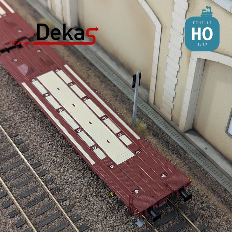 Wagon plat couplé type Laads 800B spécial transport de véhicules DB EP V HO Dekas DK-873102 - Maketis
