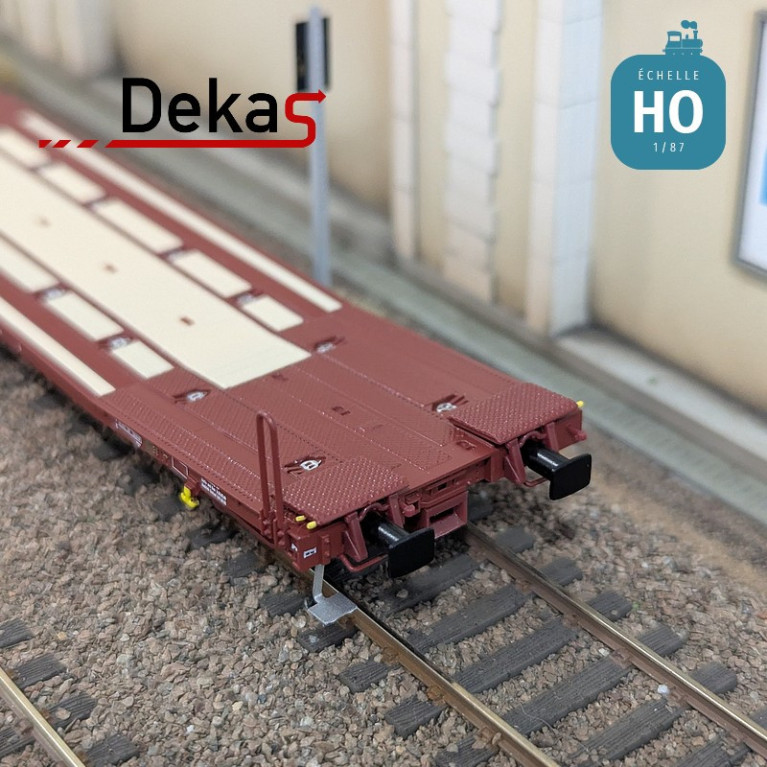 Wagon plat couplé type Laads 800B spécial transport de véhicules DB EP V HO Dekas DK-873102 - Maketis