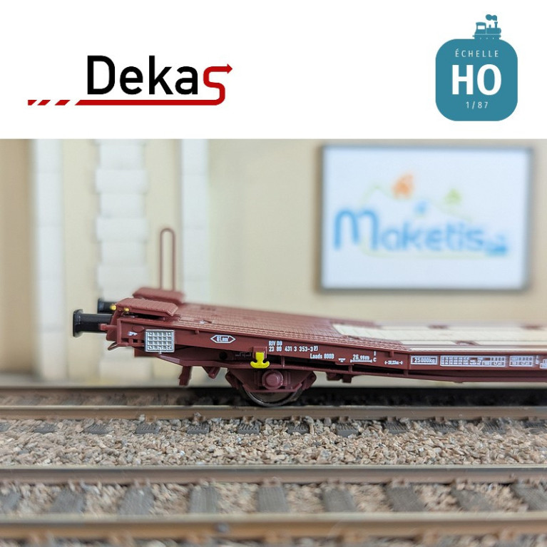 Wagon plat couplé type Laads 800B spécial transport de véhicules DB EP V HO Dekas DK-873102 - Maketis