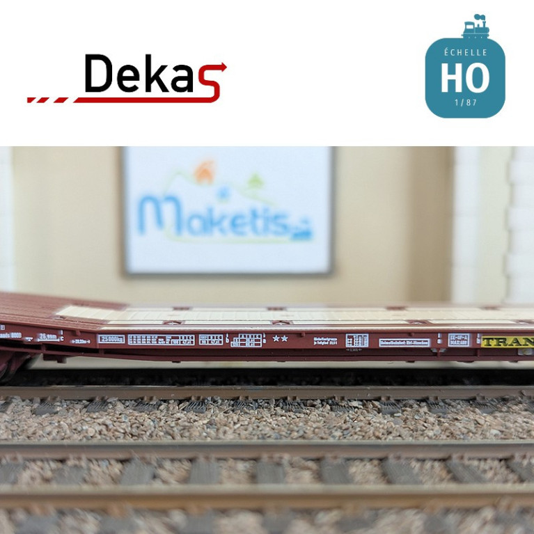 Wagon plat couplé type Laads 800B spécial transport de véhicules DB EP V HO Dekas DK-873102 - Maketis