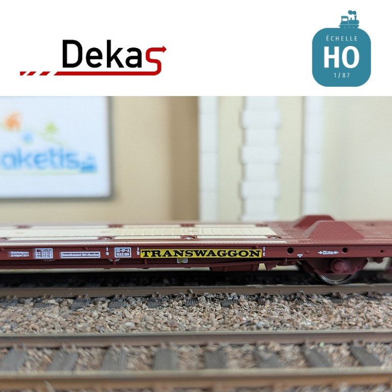 Wagon plat couplé type Laads 800B spécial transport de véhicules DB EP V HO Dekas DK-873102 - Maketis