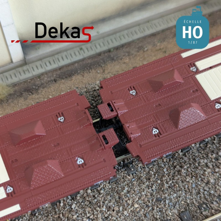 Wagon plat couplé type Laads 800B spécial transport de véhicules DB EP V HO Dekas DK-873102 - Maketis