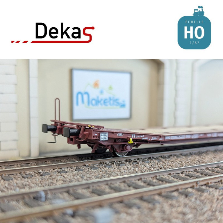 Wagon plat couplé type Laads 800B spécial transport de véhicules DB EP V HO Dekas DK-873102 - Maketis
