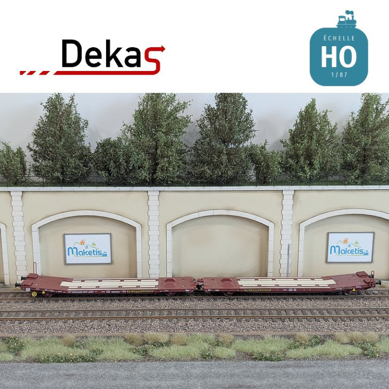 Wagon plat couplé type Laads 800B spécial transport de véhicules DB EP V HO Dekas DK-873101 - Maketis