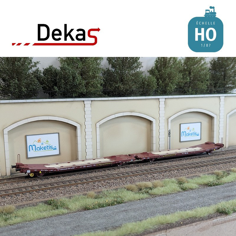 Wagon plat couplé type Laads 800B spécial transport de véhicules DB EP V HO Dekas DK-873101 - Maketis