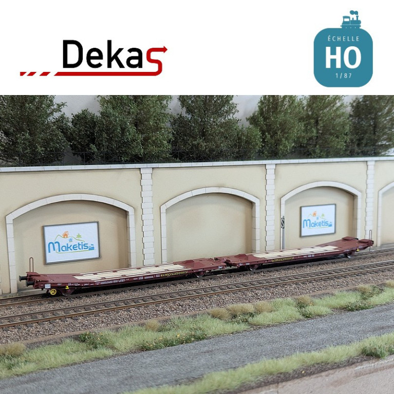 Wagon plat couplé type Laads 800B spécial transport de véhicules DB EP V HO Dekas DK-873101 - Maketis