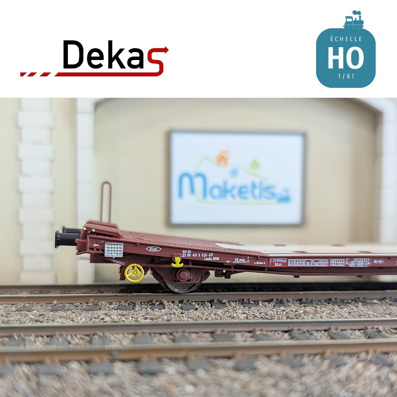 Wagon plat couplé type Laads 800B spécial transport de véhicules DB EP V HO Dekas DK-873101 - Maketis