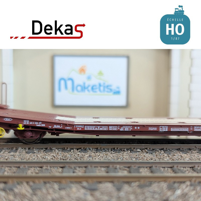 Wagon plat couplé type Laads 800B spécial transport de véhicules DB EP V HO Dekas DK-873101 - Maketis