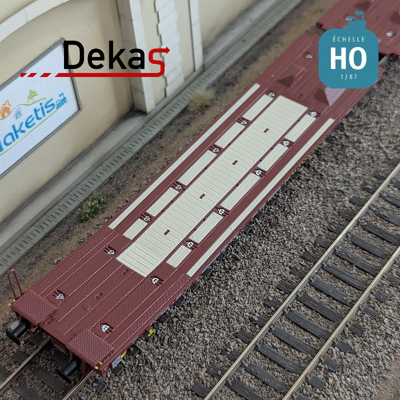 Wagon plat couplé type Laads 800B spécial transport de véhicules DB EP V HO Dekas DK-873101 - Maketis