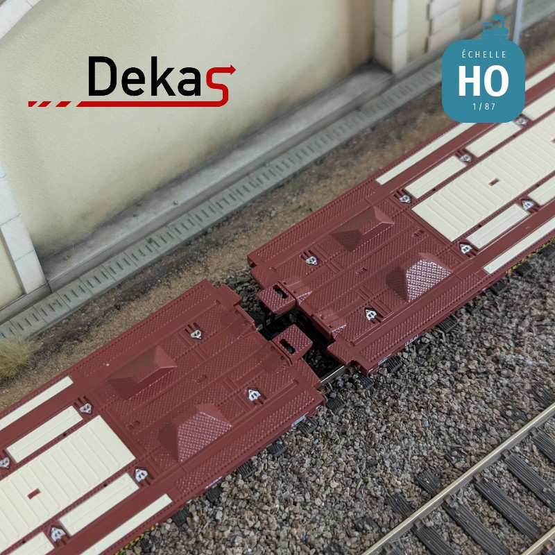 Wagon plat couplé type Laads 800B spécial transport de véhicules DB EP V HO Dekas DK-873101 - Maketis