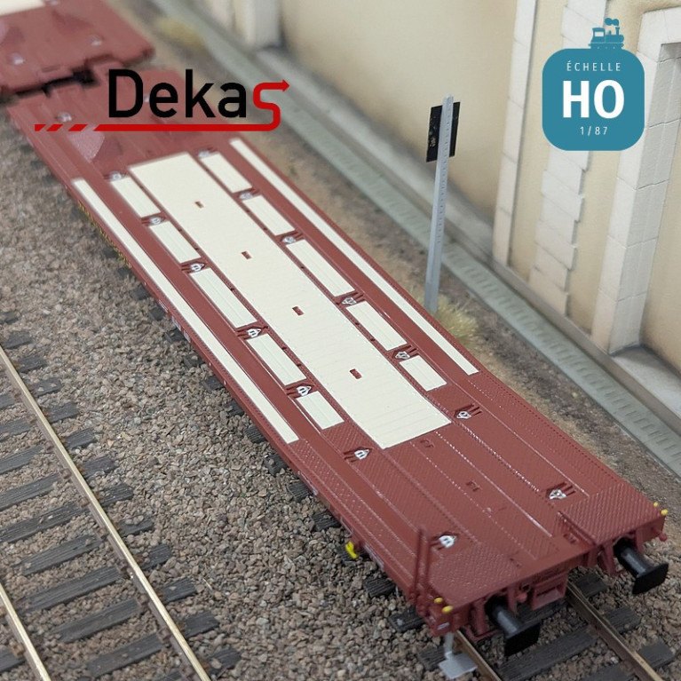 Wagon plat couplé type Laads 800B spécial transport de véhicules DB EP V HO Dekas DK-873101 - Maketis
