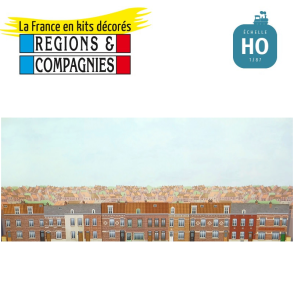 Fond de décor Bourg du Nord 13 façades de premier plan en relief HO Régions et Compagnies FONN02 - Maketis