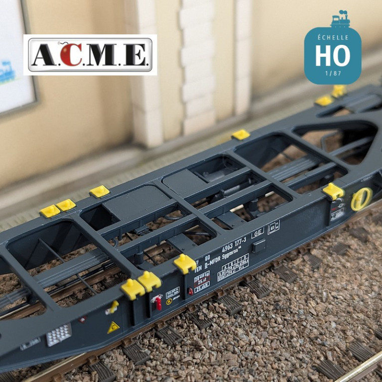Wagon multimodal articulé 90' type Sggmrss MFD Rail avec 2 caisses mobiles "EMB" EP V-VI HO ACME 40395 - Maketis Wagon multimodal articulé 90' type Sggmrss MFD Rail avec 2 caisses mobiles "EMB" EP V-VI HO ACME 40395 - Maketis