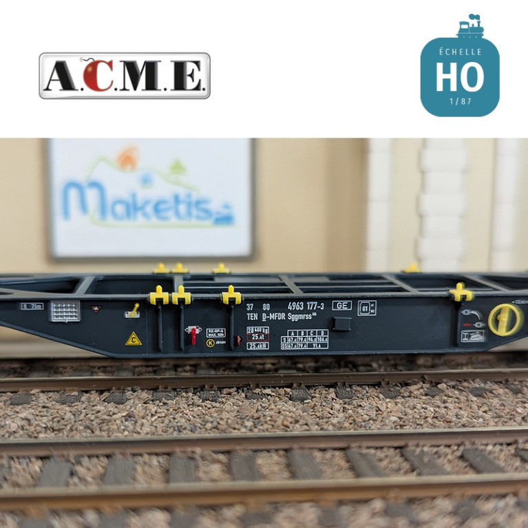 Wagon multimodal articulé 90' type Sggmrss MFD Rail avec 2 caisses mobiles "EMB" EP V-VI HO ACME 40395 - Maketis Wagon multimodal articulé 90' type Sggmrss MFD Rail avec 2 caisses mobiles "EMB" EP V-VI HO ACME 40395 - Maketis