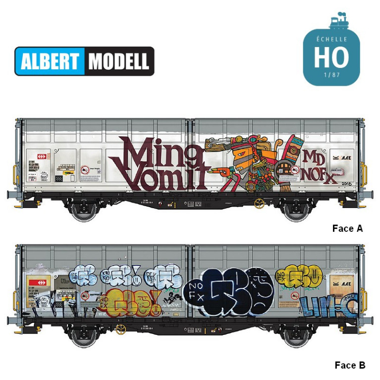 Wagon à parois coulissantes Hbbillns avec graffitis CH-SBB Ep VI HO Albert Modell 245054 - Maketis Wagon à parois coulissantes Hbbillns avec graffitis CH-SBB Ep VI HO Albert Modell 245054 - Maketis