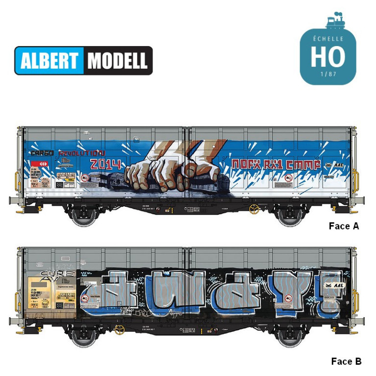 Wagon à parois coulissantes Hbbillns avec graffitis CH-SBB Ep VI HO Albert Modell 245055 - Maketis Wagon à parois coulissantes Hbbillns avec graffitis CH-SBB Ep VI HO Albert Modell 245055 - Maketis