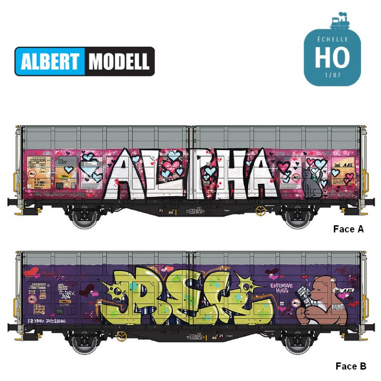 Wagon à parois coulissantes Hbbillns avec graffitis CH-SBB Ep VI HO Albert Modell 245056 - Maketis Wagon à parois coulissantes Hbbillns avec graffitis CH-SBB Ep VI HO Albert Modell 245056 - Maketis