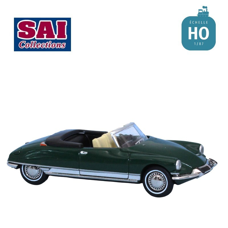 Citroën DS cabriolet capote ouverte vert forêt HO SAI 7804 - Maketis
