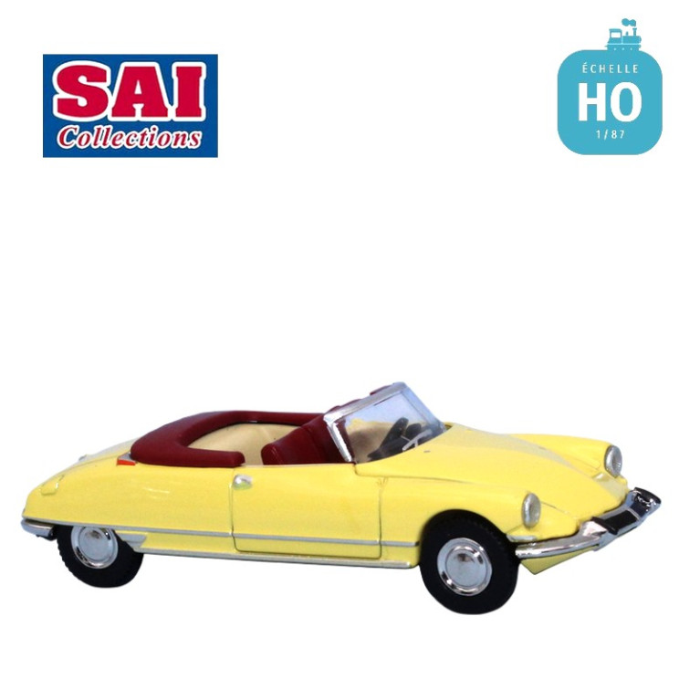 Citroën DS cabriolet capote ouverte jaune HO SAI 7809.4