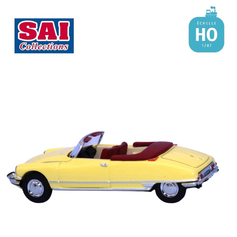 Citroën DS cabriolet capote ouverte jaune HO SAI 7809.4