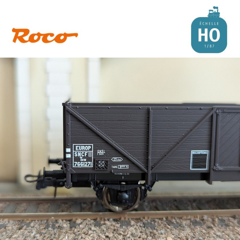 Set de 3 wagons tombereaux Tow Klagenfurt SNCF Ep III HO Roco 6600141 - Maketis