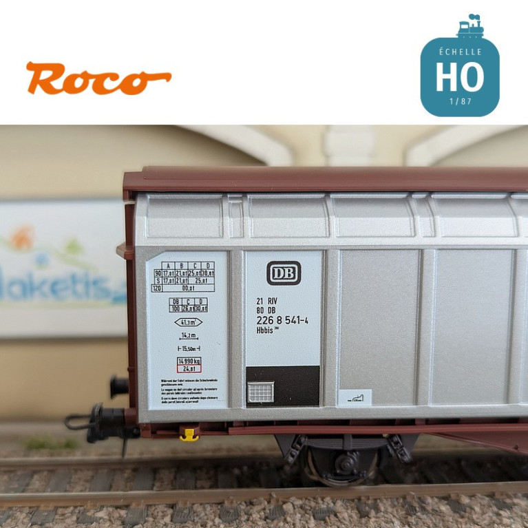 Set de 2 wagons à parois coulissantes DB Ep IV HO Roco 6600111 - Maketis