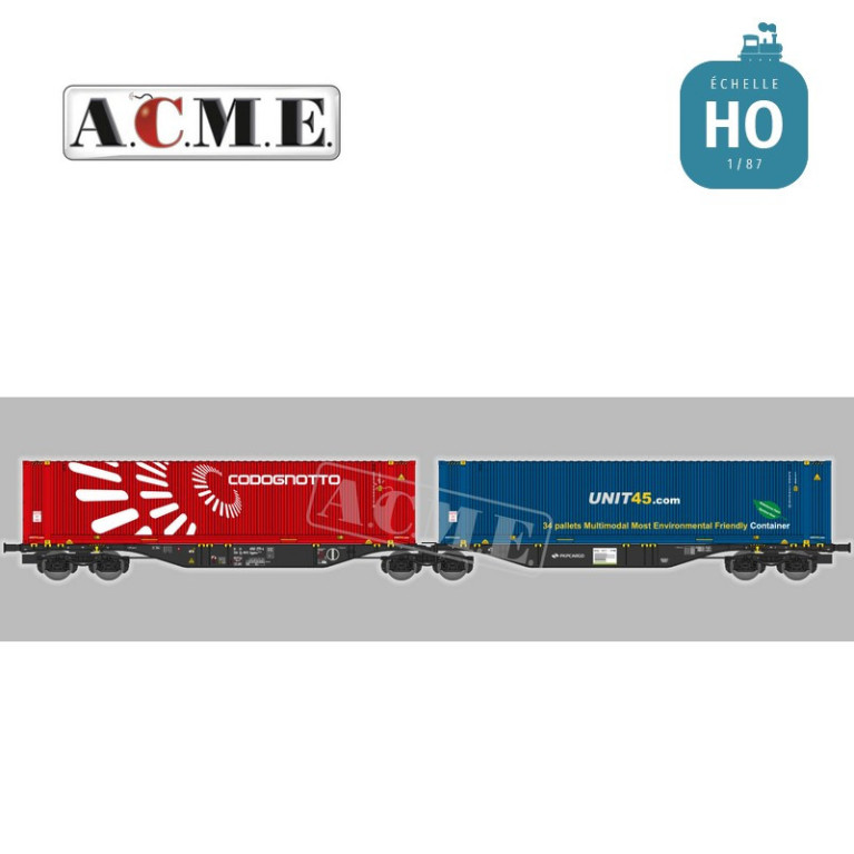 Wagon multimodal articulé 90' type Sggmrss PKP Cargo avec 2 caisses mobiles EP VI HO ACME 40494 - Maketis Wagon multimodal articulé 90' type Sggmrss PKP Cargo avec 2 caisses mobiles EP VI HO ACME 40494 - Maketis