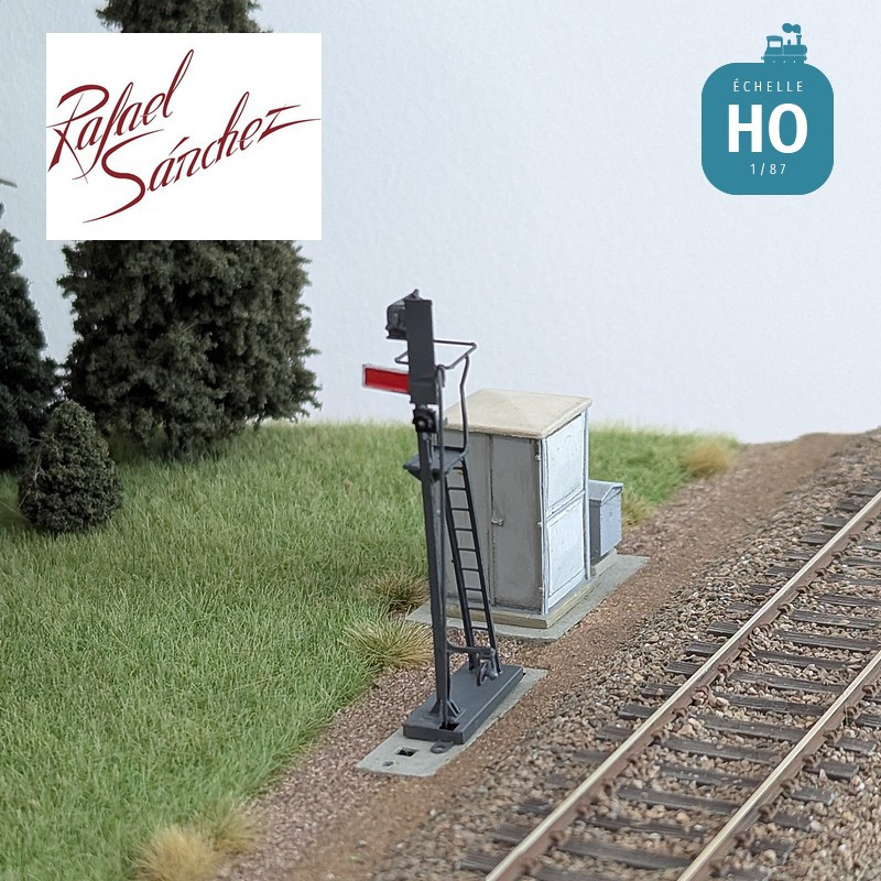 Signal mécanique SNCF unifié Guidon d'arrêt HO Rafael Sanchez FR0550 - Maketis